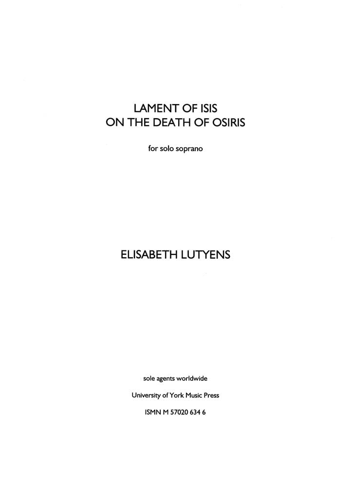 Lament of Isis on the Death of Osiris